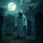 Realistic ghostly figure in Yaba Cemetery illuminated by moonlight

Featured Image Description:
A ghostly figure in white, appearing under the pale glow of the full moon in Yaba Cemetery, surrounded by ancient gravestones.

Featured Image Title:
Ghostly figure in Yaba Cemetery under moonlight