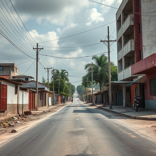 Image showing an empty street in Nigeria, symbolizing the neglect of the political system. This image was digitally created.